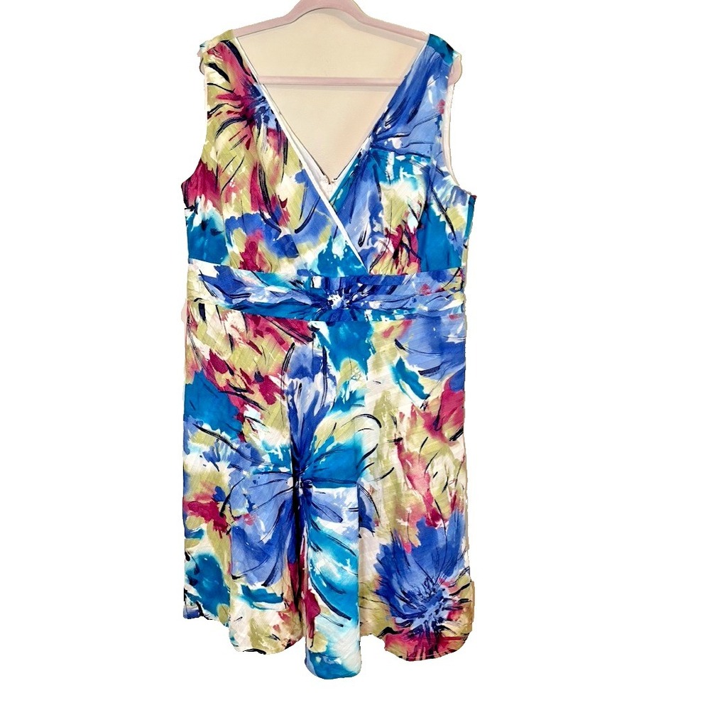 Colorful Floral Fit Flare Dress 18 Boho Indie‎ Summer Resort Preppy Classic Chic